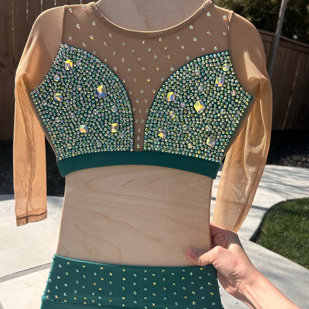 Child small Patrick J semi custom dance costume emerald green